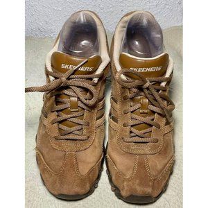 Skechers Women’s Size 10 Walking Hiking Shoes Brown Leather Suede Lace Up